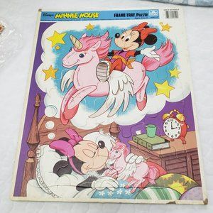 Vintage 1985 Disney Minnie Mouse Dreaming Pegasus Frame Tray Puzzle